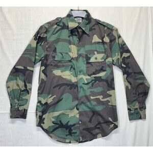 Gung Ho USA Camo Button Up Shirt Men’s Large Woodland Military Style